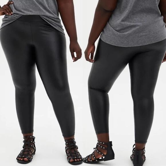 TORRID Faux Leather Leggings Black {O2} - Picture 1 of 6